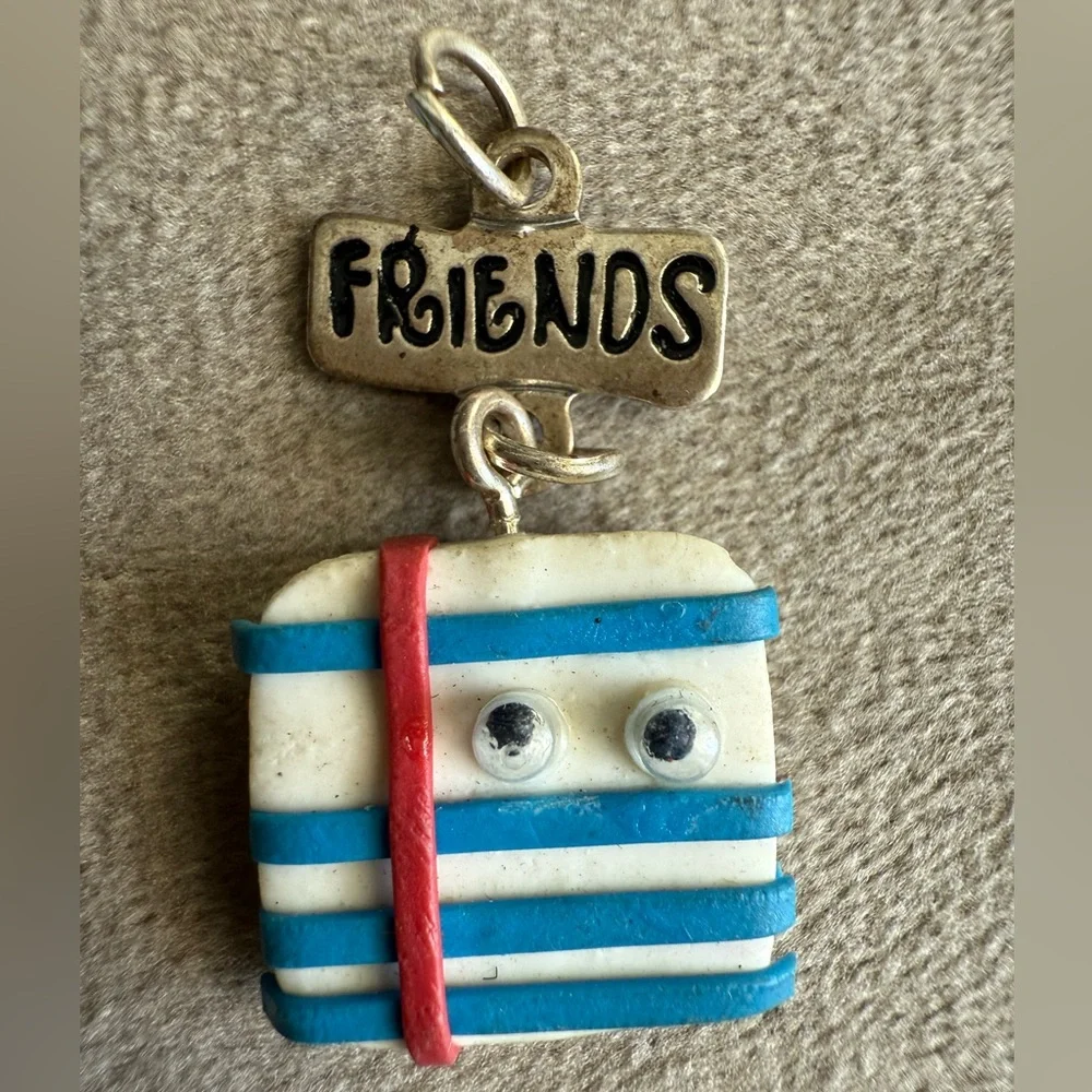 Blue and White Striped Friends Pendant